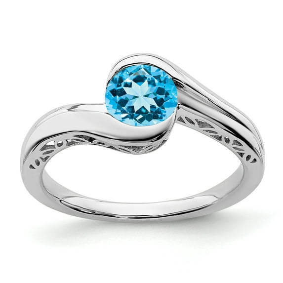 Primal Gold 10 Karat White Gold Blue Topaz Bypass Ring