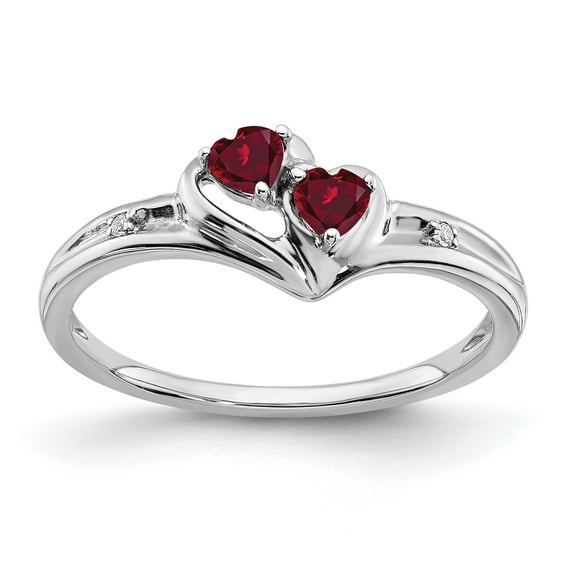 Primal Gold 10 Karat White Gold Created Ruby and Diamond Ring
