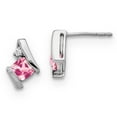 thumbnail image 1 of Primal Gold 10 Karat White Gold Created Sapphire and Diamond Earrings, 1 of 5