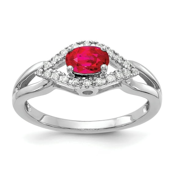 Primal Gold 10 Karat White Gold Diamond and Ruby Ring