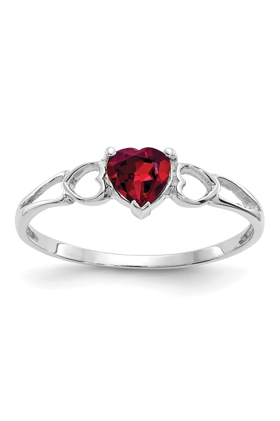10 Karat White Gold Geniune Ruby Birthstone Ring