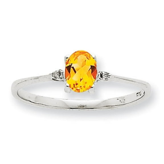 Primal Gold 10 Karat White Gold Genuine Diamond and Citrine Birthstone Ring