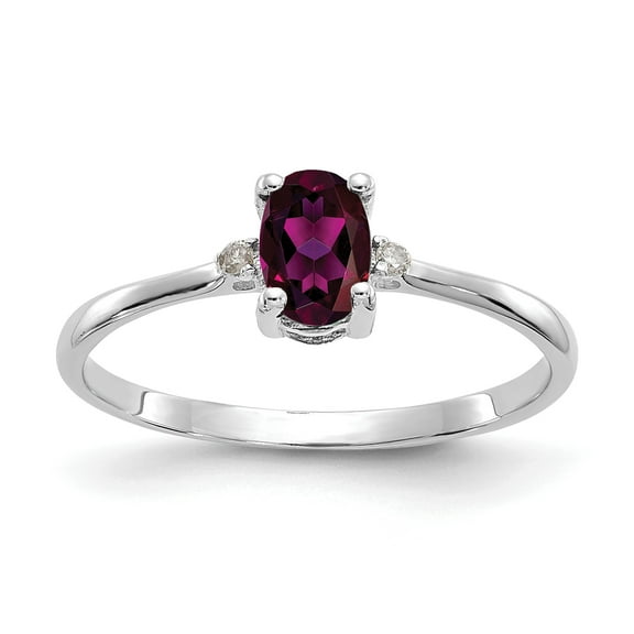 Primal Gold 10 Karat White Gold Genuine Diamond and Rhodolite Garnet Birthstone Ring