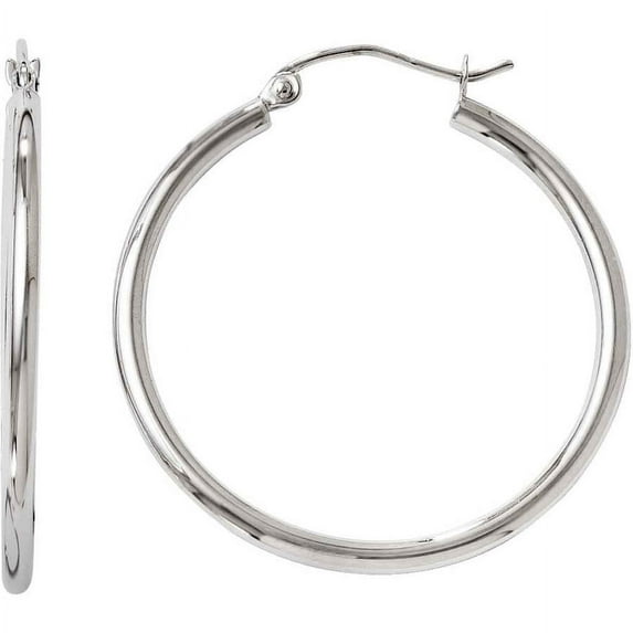 Primal Gold 10 Karat White Gold Hinged Hoop Earrings