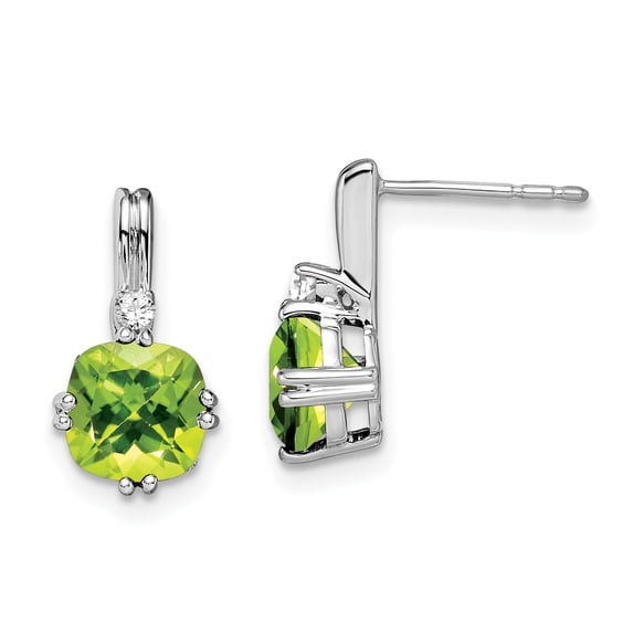 Primal Gold 10 Karat White Gold Peridot and Diamond Earrings