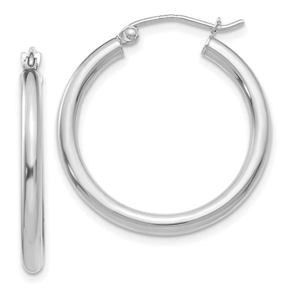 Primal Gold 10 Karat White Gold Polished 2.5mm Lightweight Tube Hoop Earrings