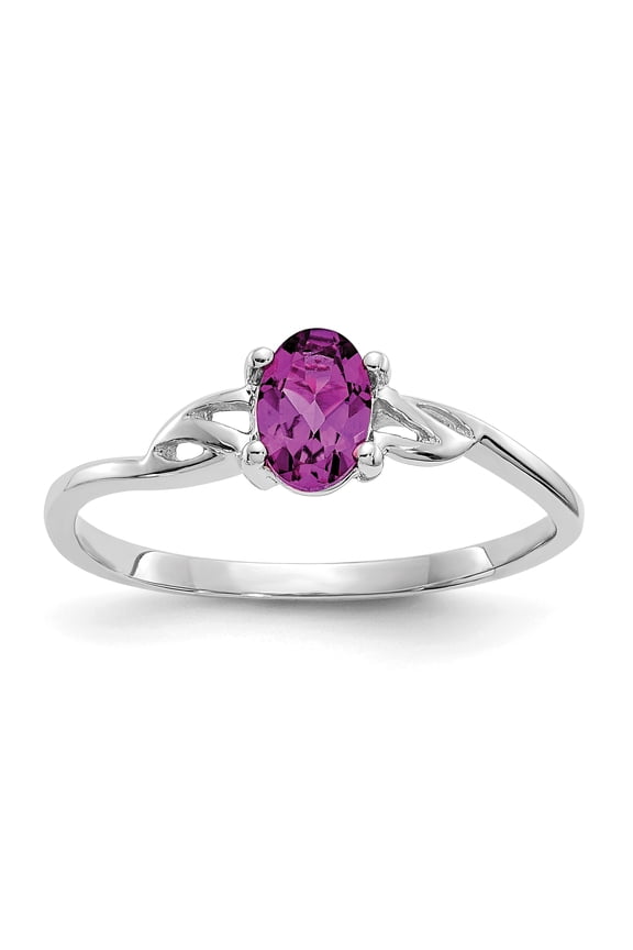 10 Karat White Gold Polished Geniune Ruby Birthstone Ring