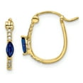 thumbnail image 1 of Primal Gold 10 Karat Yellow Gold 1/20ct Diamond and Sapphire Hinged Hoop Earrings, 1 of 4