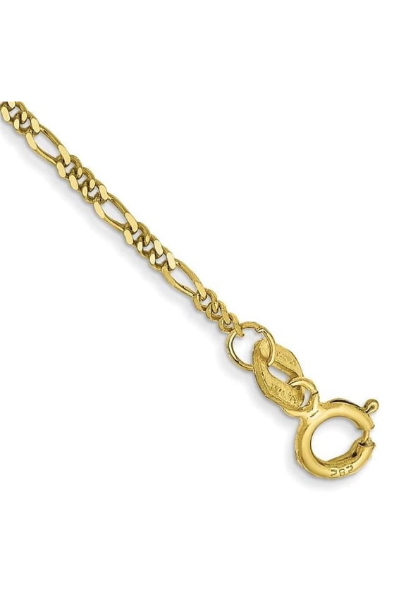 10 Karat Yellow Gold 1.25mm Flat Figaro Chain Anklet