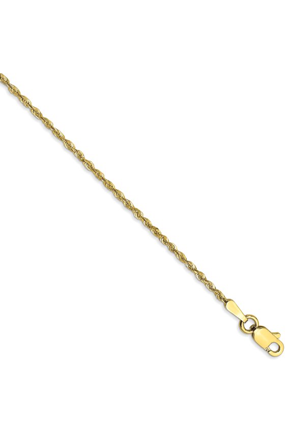 10 Karat Yellow Gold 1.5mm Diamond Cut Extra-lite Rope Chain Anklet