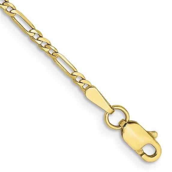 Primal Gold 10 Karat Yellow Gold 1.75mm Flat Figaro Chain Anklet