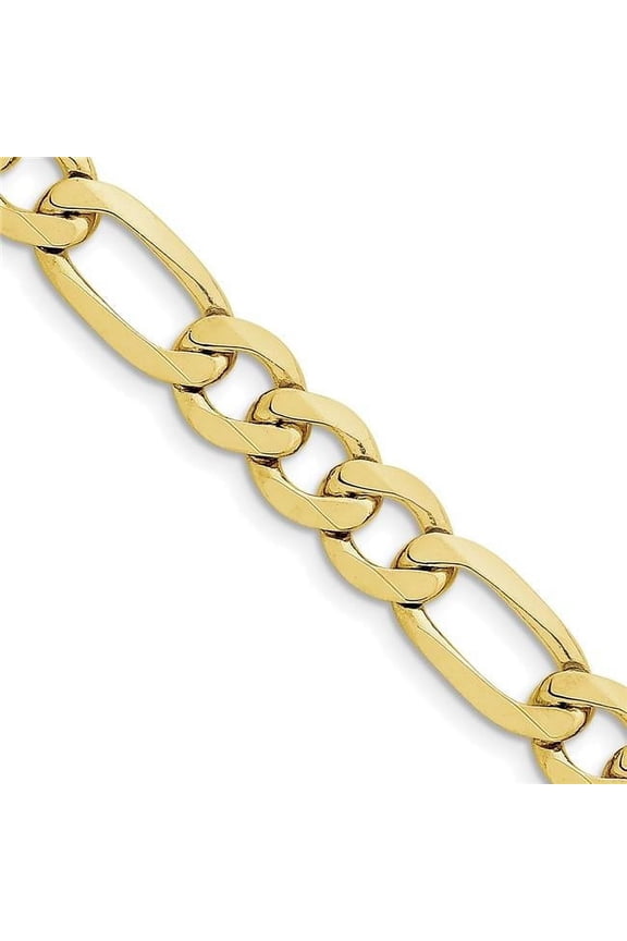 Primal Gold 10 Karat Yellow Gold 10mm Light Concave Figaro Chain