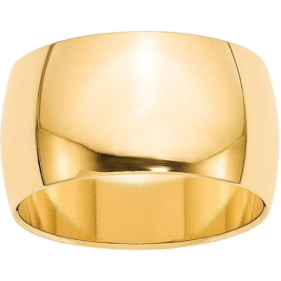 Primal Gold 10 Karat Yellow Gold 12mm Half Round Band Size 4.5