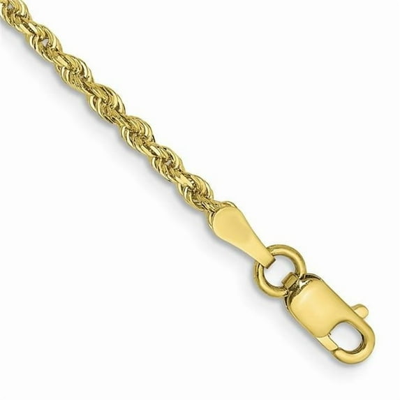 Primal Gold 10 Karat Yellow Gold 2.00mm Diamond-cut Quadruple Rope Chain Anklet