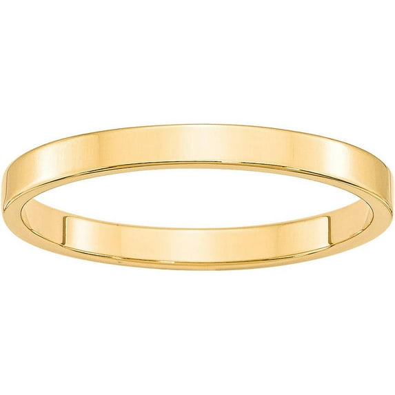 Primal Gold 10 Karat Yellow Gold 2.5mm Lightweight Flat Band Size 9.5