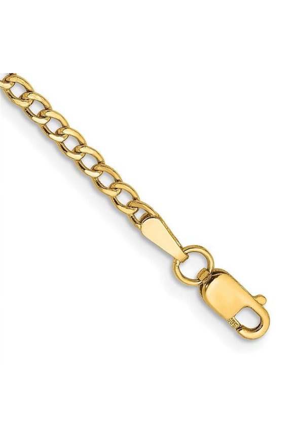 10 Karat Yellow Gold 2.5mm Semi-Solid Curb Link Chain Anklet