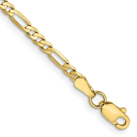 Primal Gold 10 Karat Yellow Gold 2.75mm Flat Figaro Chain Bracelet