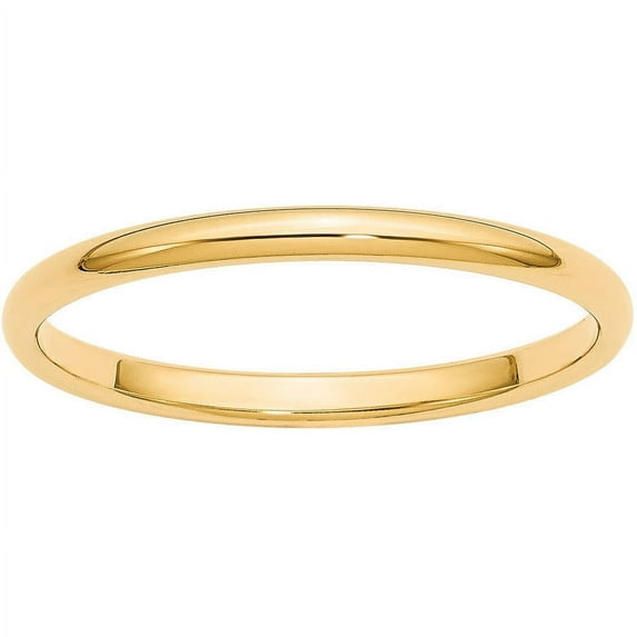 Primal Gold 10 Karat Yellow Gold 2mm Half Round Band Size 9.5