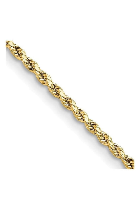 10 Karat Yellow Gold 2mm Semi-solid Diamond-cut Rope Chain