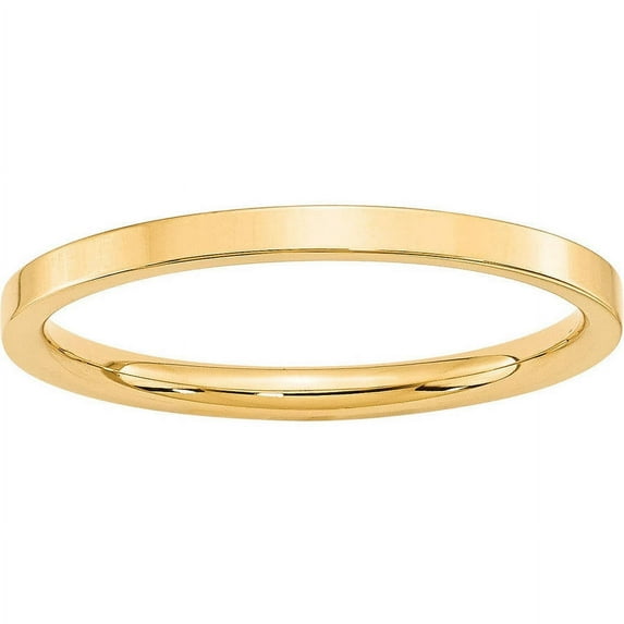 Primal Gold 10 Karat Yellow Gold 2mm Standard Flat Comfort Fit Band Size 7