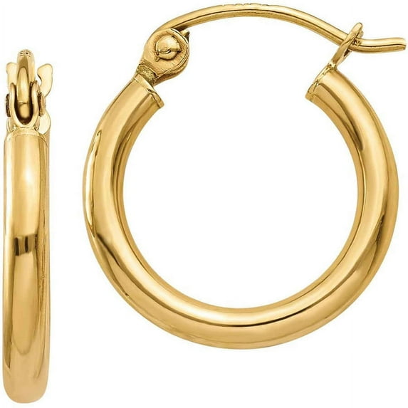Primal Gold 10 Karat Yellow Gold 2mm Tube Hoop Earrings