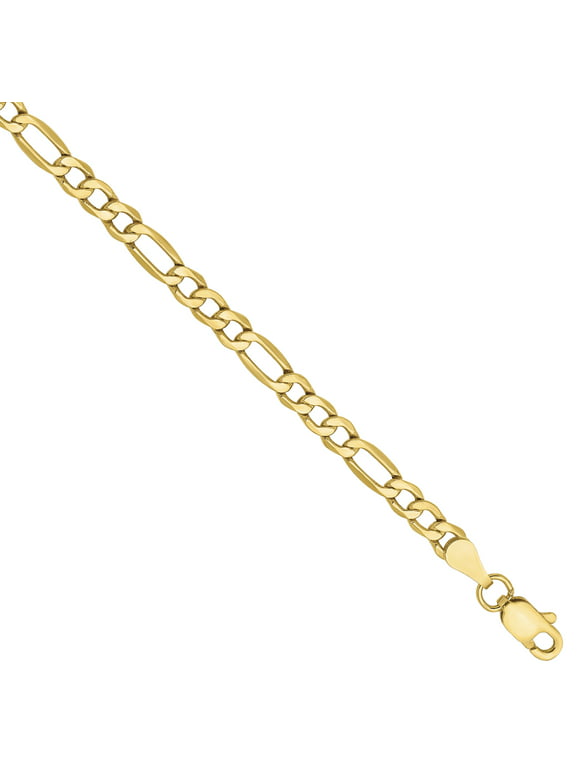 Primal Gold 10 Karat Yellow Gold 3.5mm Semi-Solid Figaro Chain
