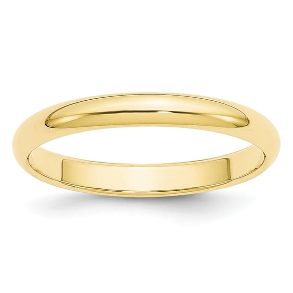 Primal Gold 10 Karat Yellow Gold 3mm Half Round Band Size 13