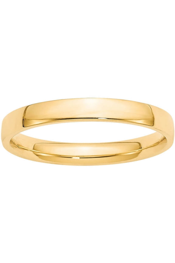 10 Karat Yellow Gold 3mm Lightweight Comfort Fit Band Size 6.5