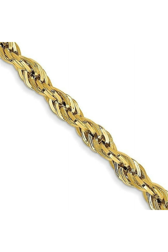 10 Karat Yellow Gold 3mm Semi-solid Rope Chain