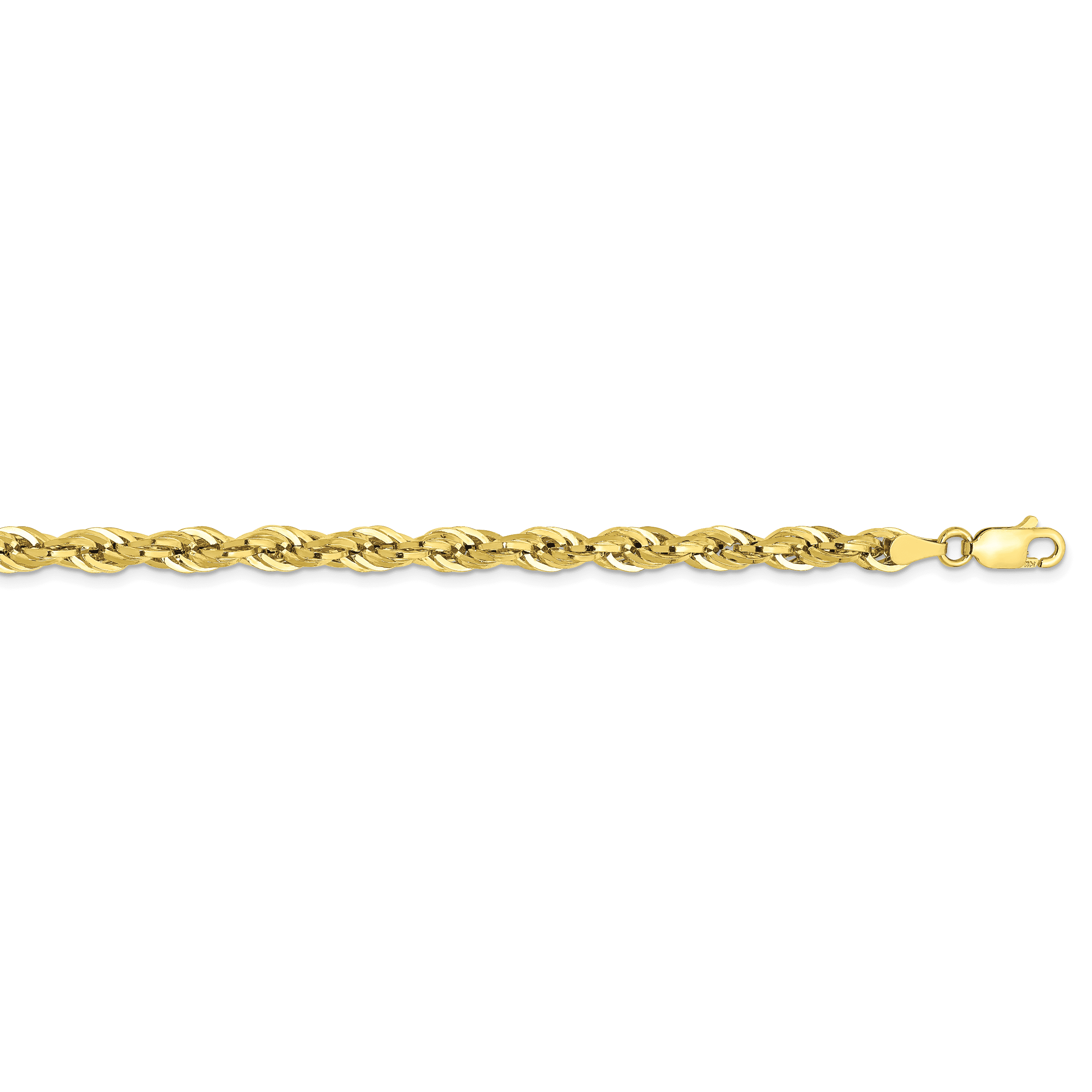 Solid Rope Chai Primal Gold 10 Karat Yellow Gold 4.25mm Semi-Solid Rope Chain - Walmart.com