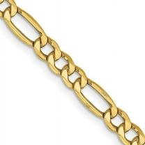 Primal Gold 10 Karat Yellow Gold 4.4mm Semi-Solid Figaro Chain