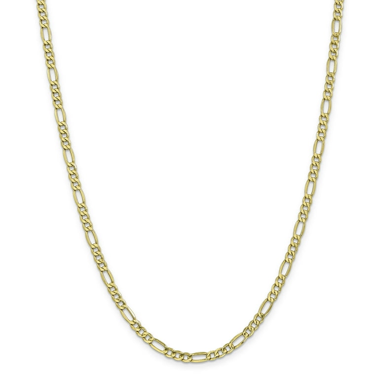 Finest Gold 10K Yellow Gold 4.4 mm Semi Solid 26 in. Figaro Chain