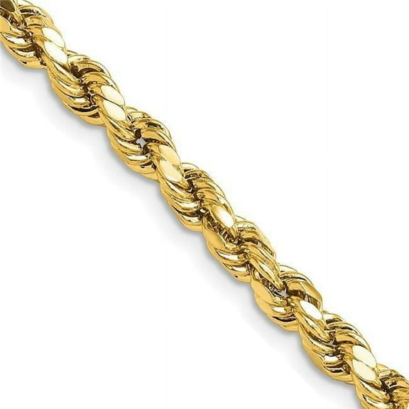 Primal Gold 10 Karat Yellow Gold 4.9mm Semi-solid Diamond-cut Rope Chain