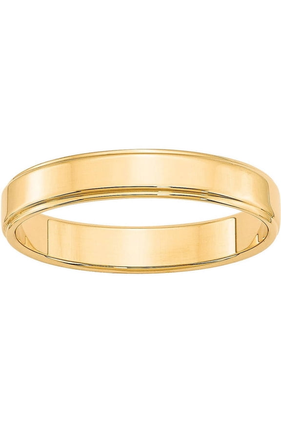 Primal Gold 10 Karat Yellow Gold 4mm Flat with Step Edge Band Size 8