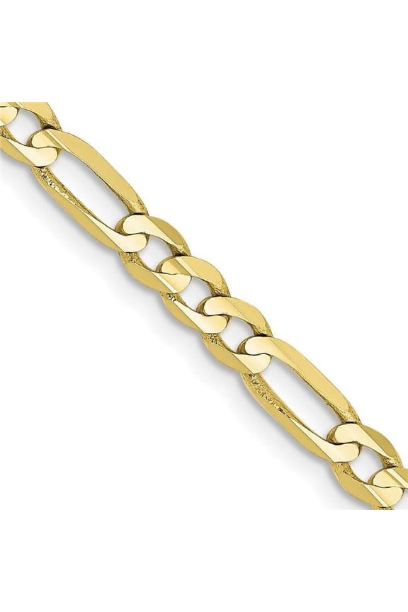 10 Karat Yellow Gold 4mm Light Concave Figaro Chain