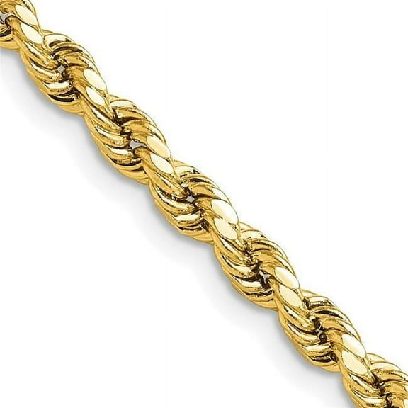 Primal Gold 10 Karat Yellow Gold 4mm Semi-solid Diamond-cut Rope Chain