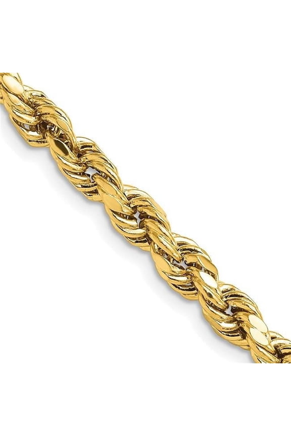 10 Karat Yellow Gold 5.5mm Semi-solid Diamond-cut Rope Chain