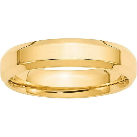 Primal Gold 10 Karat Yellow Gold 5mm Beveled Edge Comfort Fit Band Size 8.5