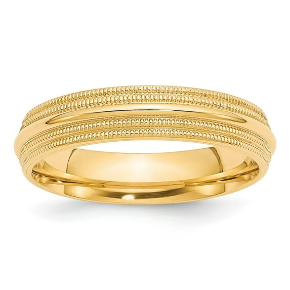 Primal Gold 10 Karat Yellow Gold 5mm Double Milgrain Comfort Fit Band Size 5.5
