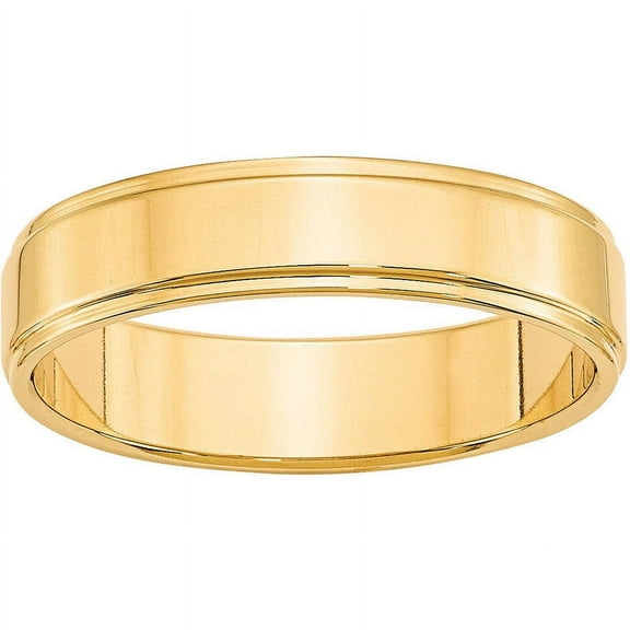 Primal Gold 10 Karat Yellow Gold 5mm Flat with Step Edge Band Size 11