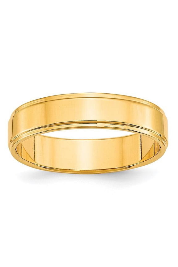 10 Karat Yellow Gold 5mm Flat with Step Edge Band Size 13