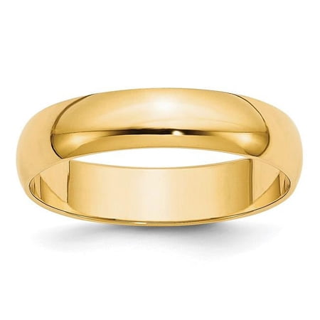 Primal Gold 10 Karat Yellow Gold 5mm Half Round Band Size 7