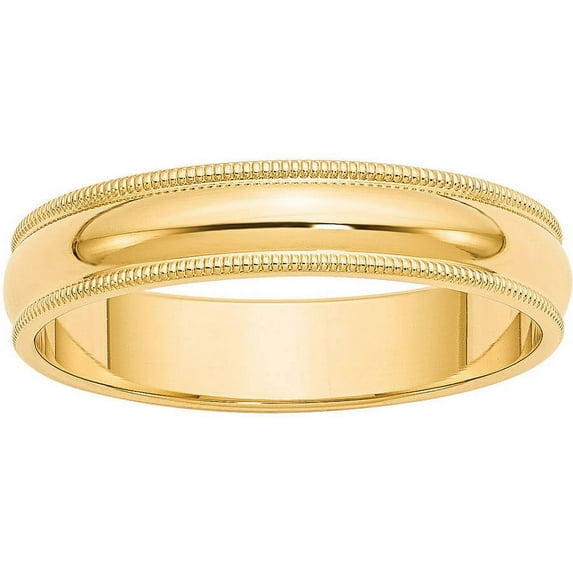 Primal Gold 10 Karat Yellow Gold 5mm Milgrain Half Round Band Size 6.5