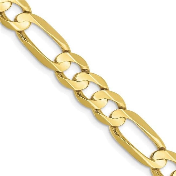 Primal Gold 10 Karat Yellow Gold 6.75mm Light Concave 26-inch Figaro Chain