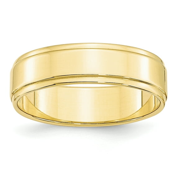 Primal Gold 10 Karat Yellow Gold 6mm Flat with Step Edge Band Size 4