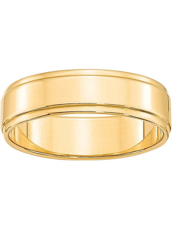 10 Karat Yellow Gold 6mm Flat with Step Edge Band Size 6