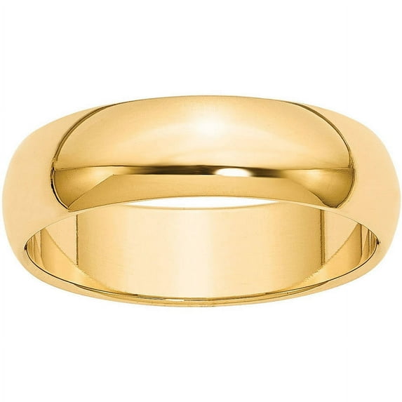Primal Gold 10 Karat Yellow Gold 6mm Half Round Wedding Band Size 11.5