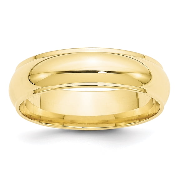 Primal Gold 10 Karat Yellow Gold 6mm Half Round with Edge Band Size 4.5