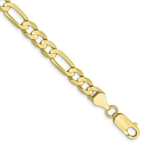 Primal Gold 10 Karat Yellow Gold 6mm Light Concave Figaro Chain Bracelet