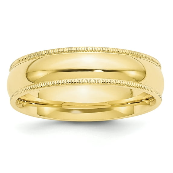 Primal Gold 10 Karat Yellow Gold 6mm Milgrain Comfort Fit Band Size 6.5